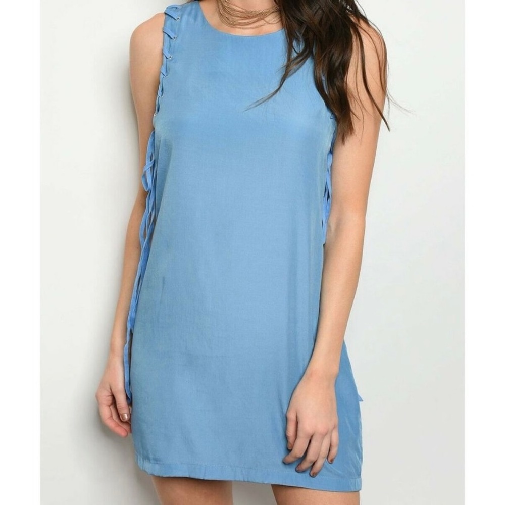 NWT Grifflin Paris Blue Lace Up Detail Dress - Size Small